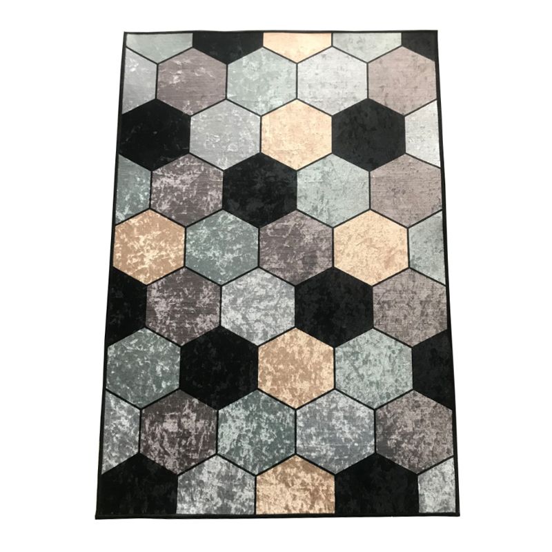 Modern Living Room Area Rug Geometric Print Polyester Area Rug Stain Resistant Carpet