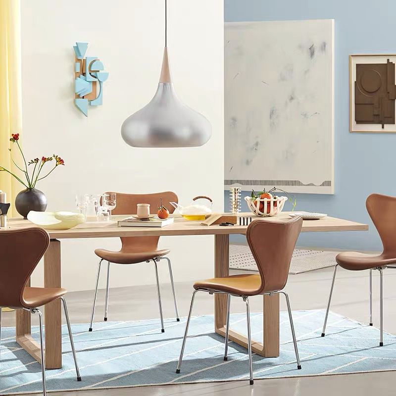 Solid Wood Contemporary Rectangular Table Wood Top Dining Table with Sled Base