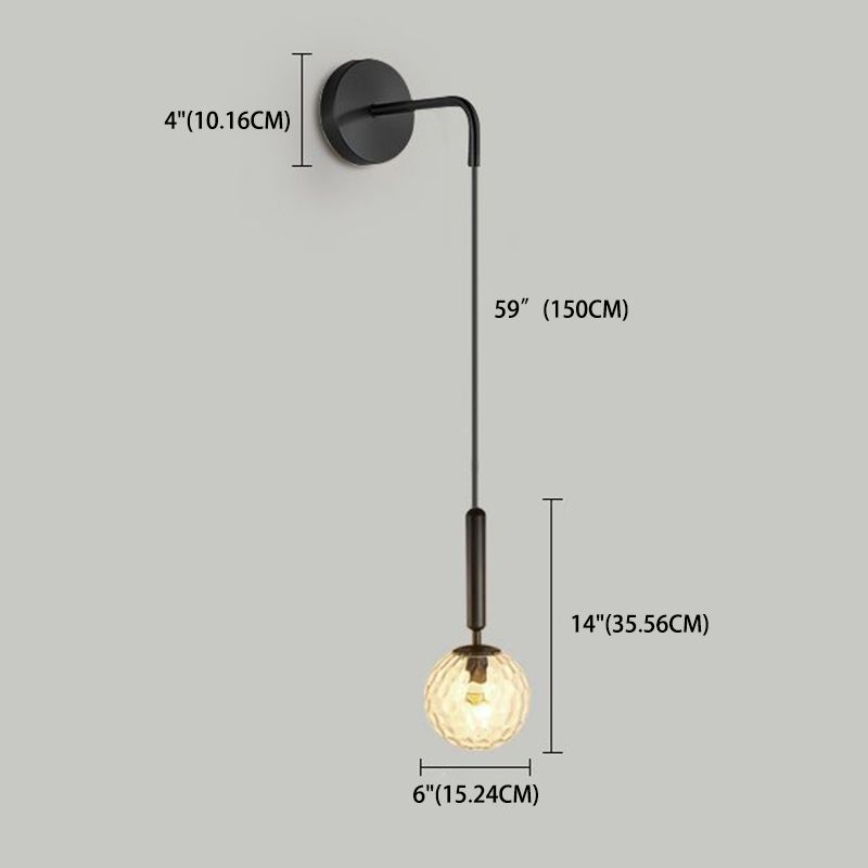 Globe Shaped Wall Sconce Modern Minimalist Style Glass 1 Light Sconces for Bedroom