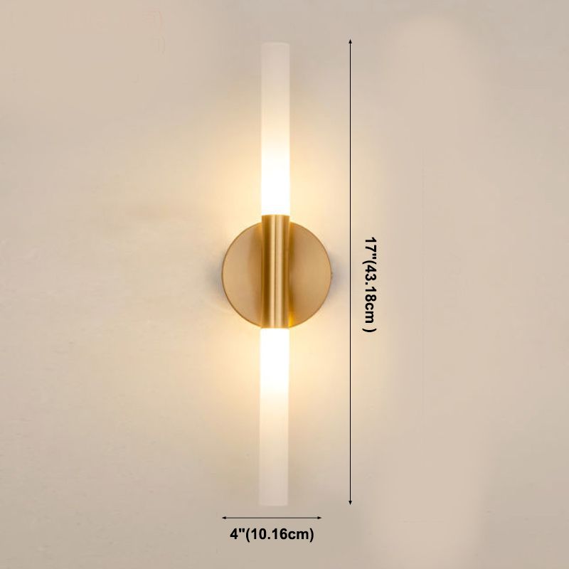 Nordic Style Strip Shape Sconce Light 2 Lights Wall Mount Lamp in Gold for Bedroom