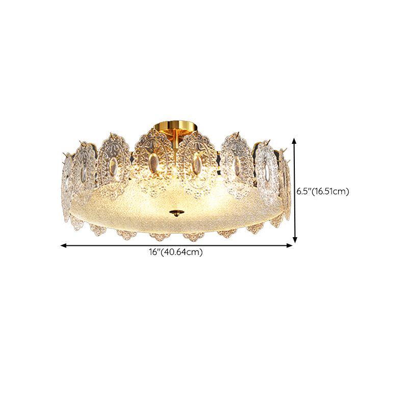 Modern Ceiling Lamp Household Flush Mount Light Fixture with Glass Shade for Bedroom