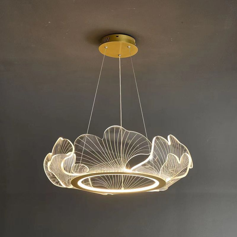 Anillo de metal acrílico accesorio de iluminación de lámpara posmoderna luz colgante para sala de estar
