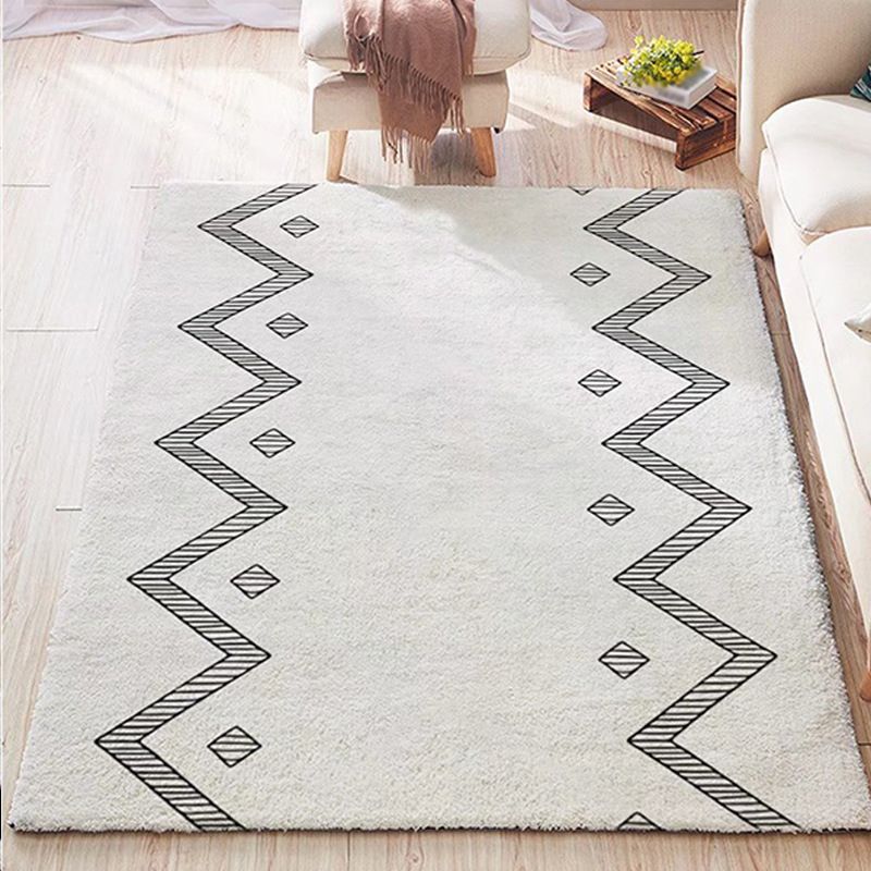 Simple Light Gray Rug Polyester Irregular Line Rug Washable Rug for Home Decor
