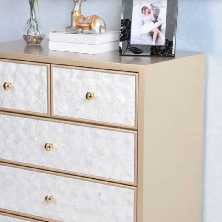 5 Drawers Champagne Storage Chest Glam Vertical Lingerie Chest