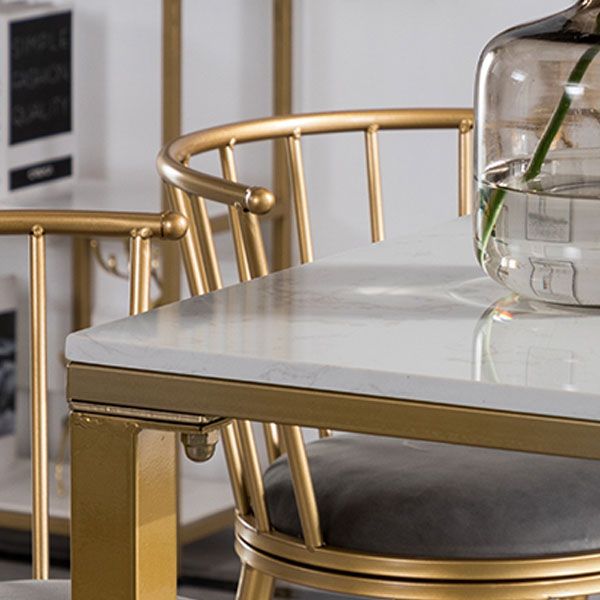 Glam Rectangle Bar Table Set 1/4/7 Pieces Faux Marble Fixed Counter Table Set