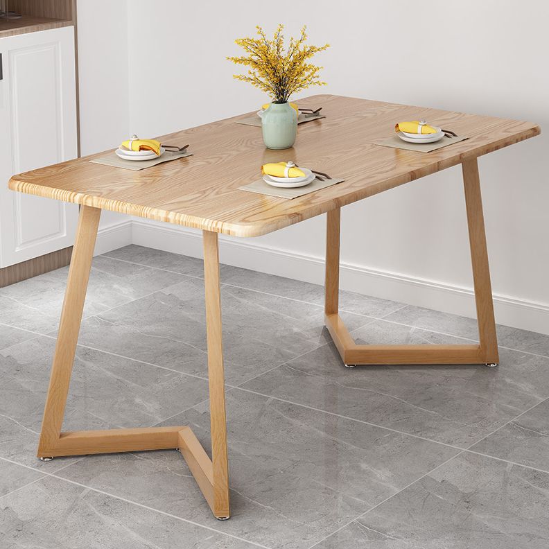Simple Home Wood Dining Table Rectangle Shape Dining Table with Wood Pedestal Base