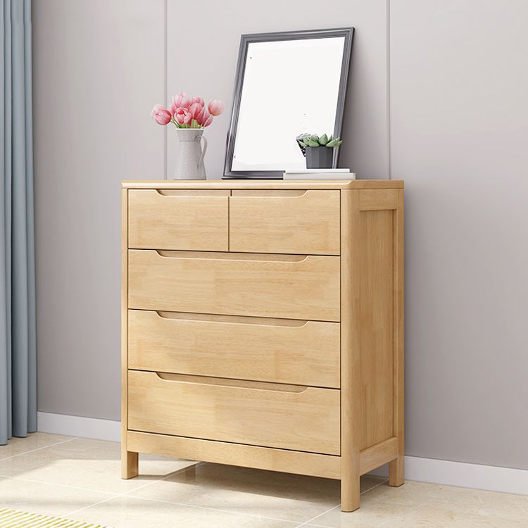 Solid Wood Cabinet with Drawers 15.7" D Rectangular Chest in Rubberwood