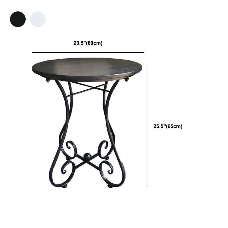 Contemporary Solid Wood End Table Metal Frame Gross Legs Sofa Side Accent Table
