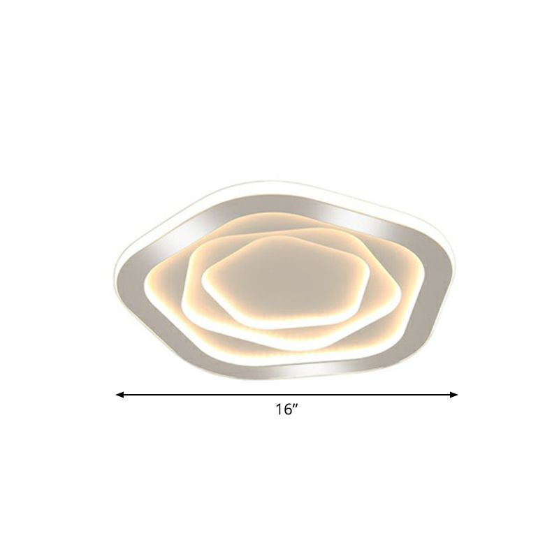 Concentric Acrylic Flush Ceiling Light Modern White Finish LED Flush Mount Lighting