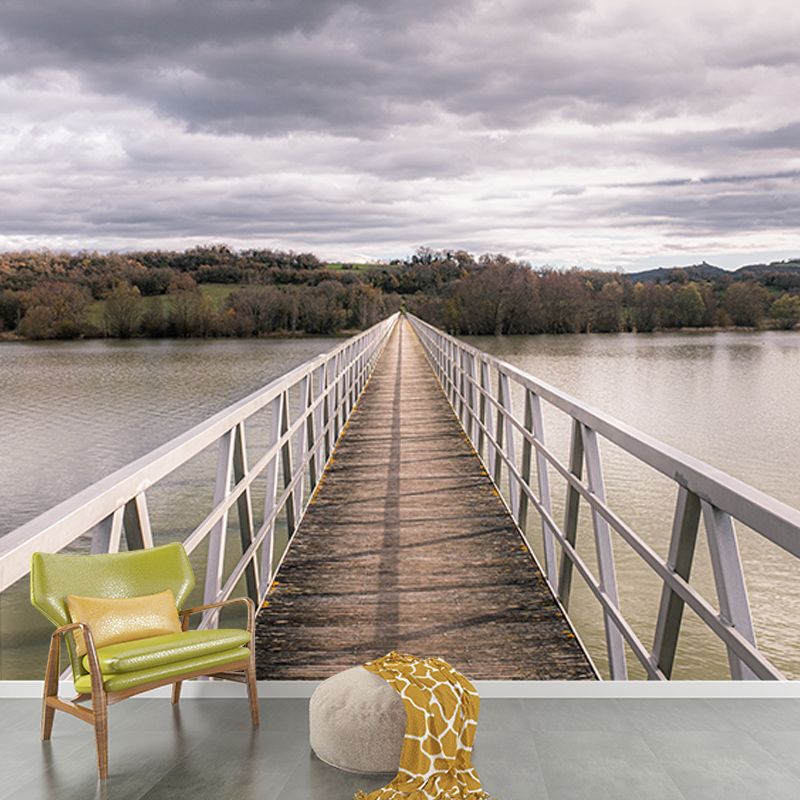 Beautiful Photography Mural Wallpaper Wooden Bridge Indoor Wall Mural