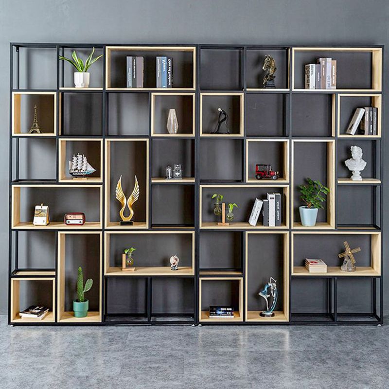 9.8" W Contemporary Geometric Bookshelf Open Back Metal Bookcase