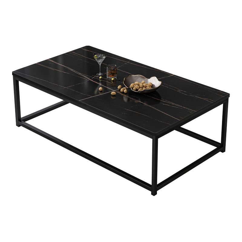 16.5"H Modern Rectangular Wooden Coffee Table Steel Frame Accent Table