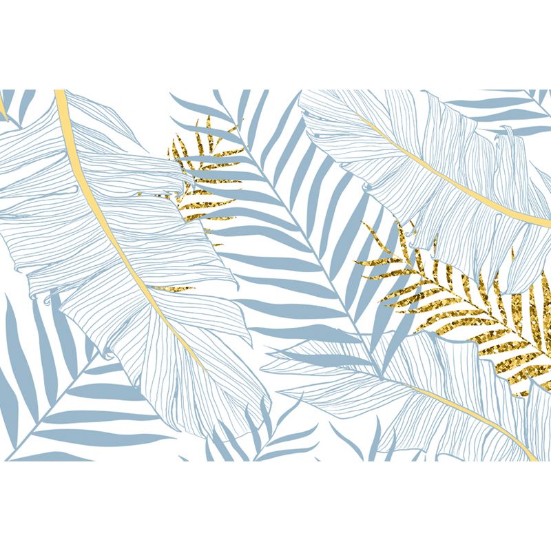 Leaves Print Wall Mural Tropical Washable Living Room Wall Covering, Personalize
