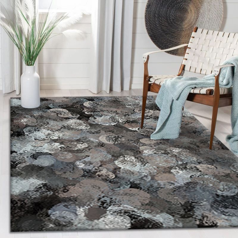 Dark Brown Modern Rug Polyester Graphic Rug Stain Resistant Rug for Drawing Room