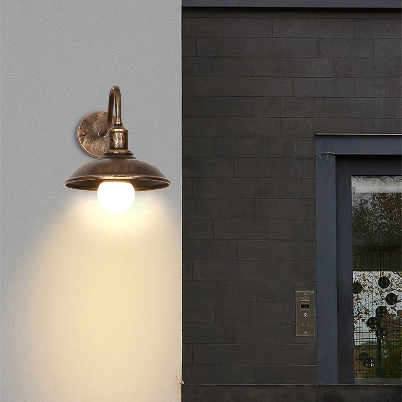 Industrial Wall Sconce Geometric Shape Wall Light with Metal Shade for Courtyard