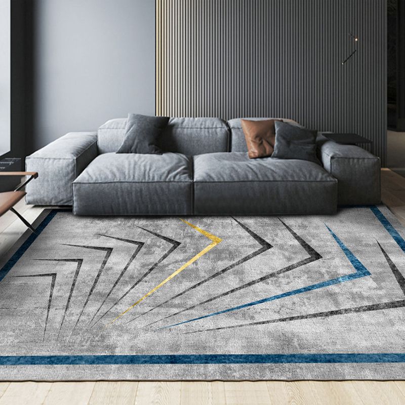 Trendy Rectangle Print Indoor Rug Polyester Carpet Non-Slip Backing Area Rug for Home Decoration