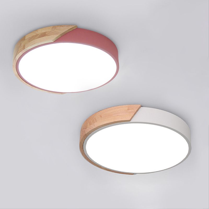 Macaron Modern Round Flushmount Bedroom Metal LED Ceiling Flush Mount Lamp