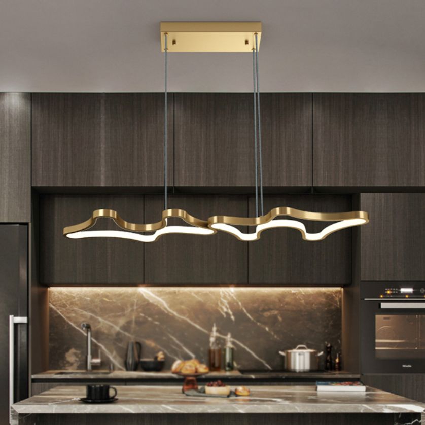 1 leichte moderne Metallleuchterlampe Linear LED Island Anhänger für Esszimmer