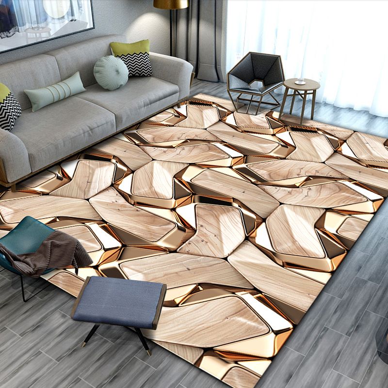 Multi Color Modern Rug Polyster Abstract Print Area Rug Non-Slip Pet Friendly Washable Area Carpet for Living Room