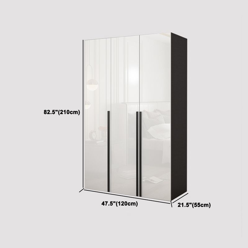Mirrored Finish Wardrobe Armoire Modern Style Engineered Wood Wardrobe