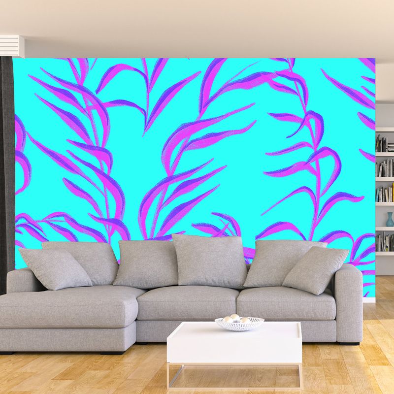 Tropical Plants Wall Mural Tropical Style Mildew Resistant for Reading Room