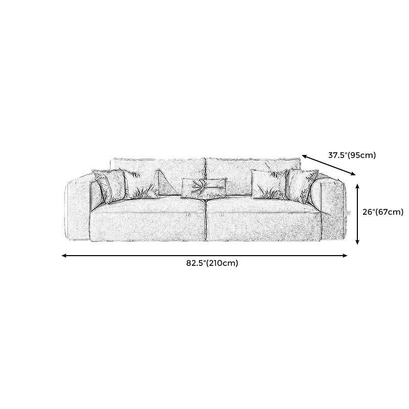 Modern Faux Leather Living Room Sectional Cream Square Arm Cushion Back Sofa