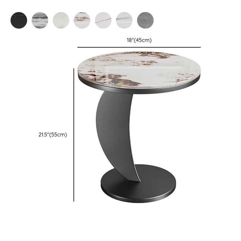 Contemporary Round Stone Top Sofa Side Accent Table for Living Room