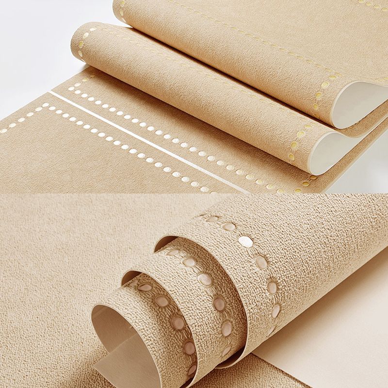 Modern Light-Color Flock Wallpaper Textured Grid Pattern Moisture Resistant Wall Art