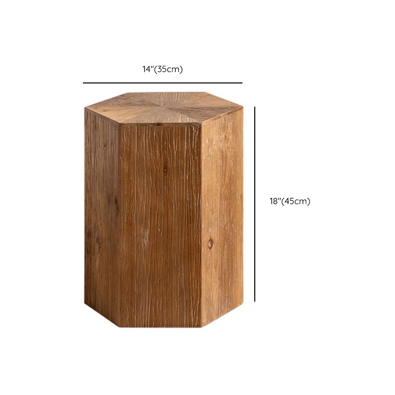 Country Square / Hexagon Side Table Natural Solid Wood End Table