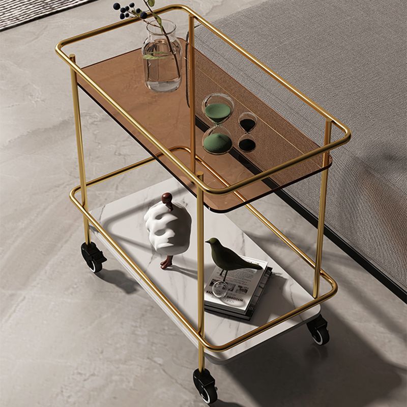 23.62" Tall 4 Legs Side Table Modernistic Metal Side End Snack Table