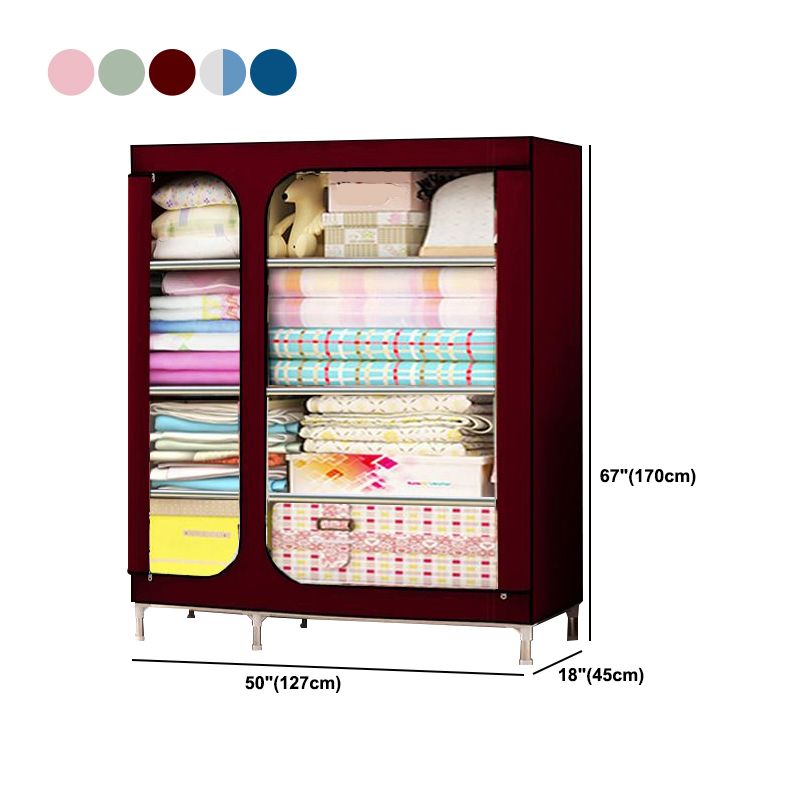 Steel Frame Non-Hanging Armoire Modern Style Wardrobe with 5 Shelves