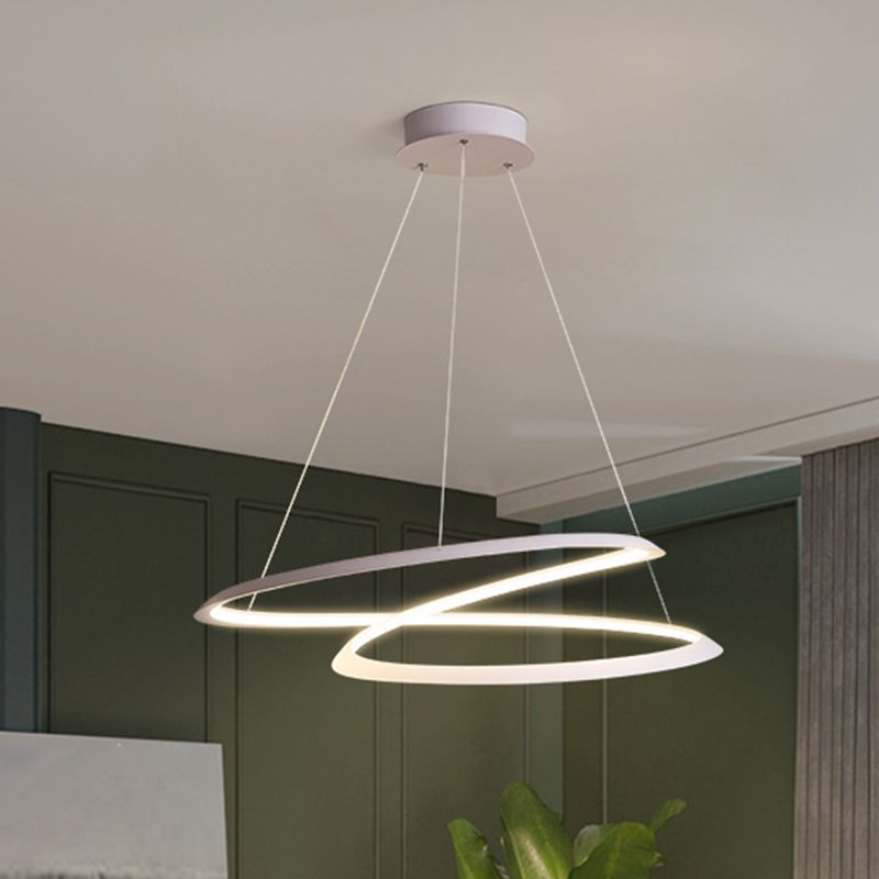 Modern Simplicity LED Chandelier Wrought Iron Linear Pendant Light with Acrylic Shade