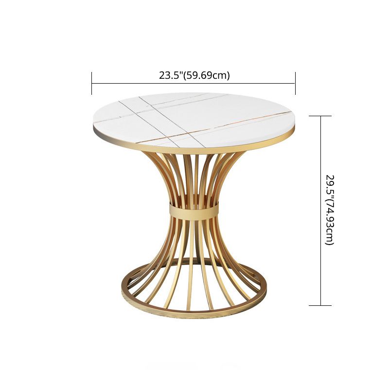 Modern Style Sintered Stone Dining Room Set with Round Table and Gold Leg Dining Table Furniture