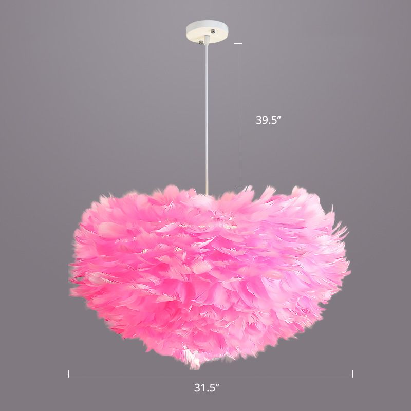 Suspension de chambre à coucher luminaire nordique de style nordique pendentif avec une teinte de plume dôme