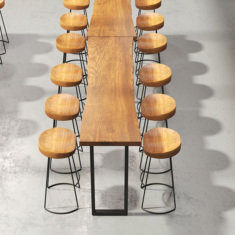 Modern 1/4/7 Pieces Bar Table Set Rectangle Pine Wood Counter Table with Stools for Cafe