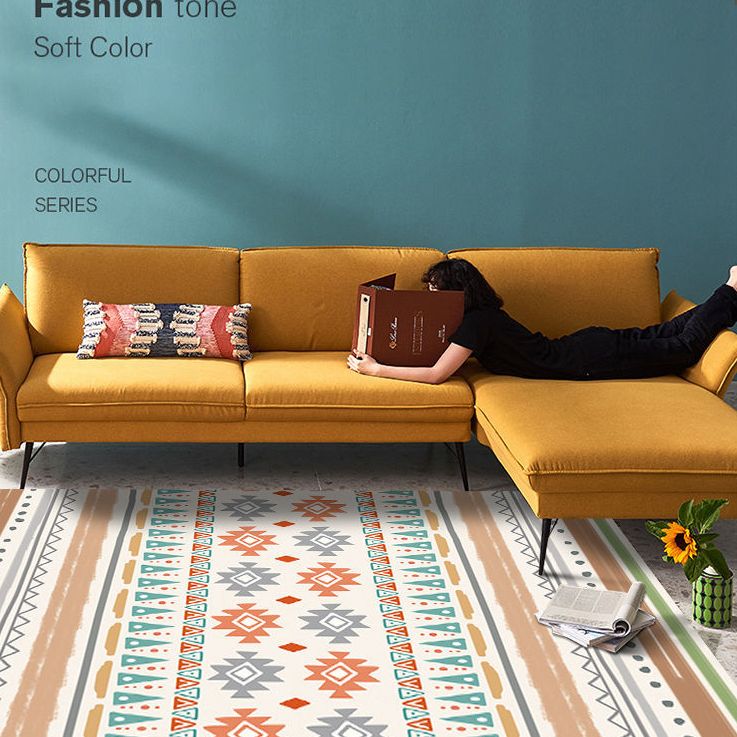 Light Color Bohemian Area Carpet Polyester Southwestern Print Indoor Rug Anti-Slip Backing Carpet for Living Room