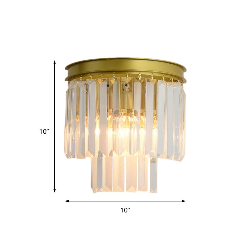 Lampe murale en cristal à facette transparente 2 ampoules moderniste de style moderniste luminaire mural en or finition