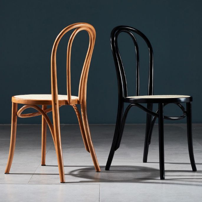 Silla sin brazos de comedor de madera tradicional, silla lateral de comedor individual con respaldo abierto para uso doméstico
