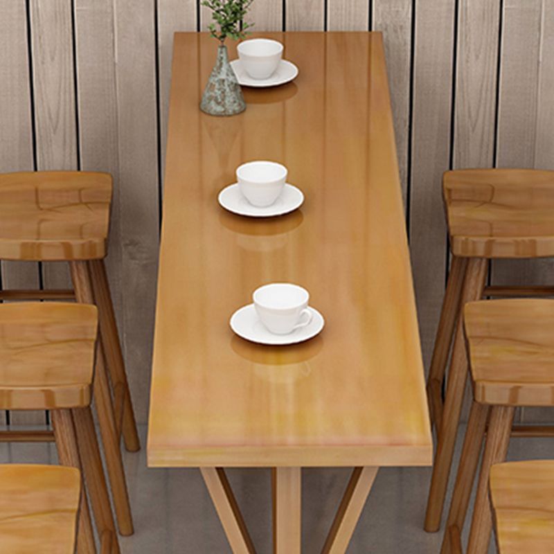 Contemporary Solid Wood Bar Stool Table Rectangle Bar Table in Brown for Indoor