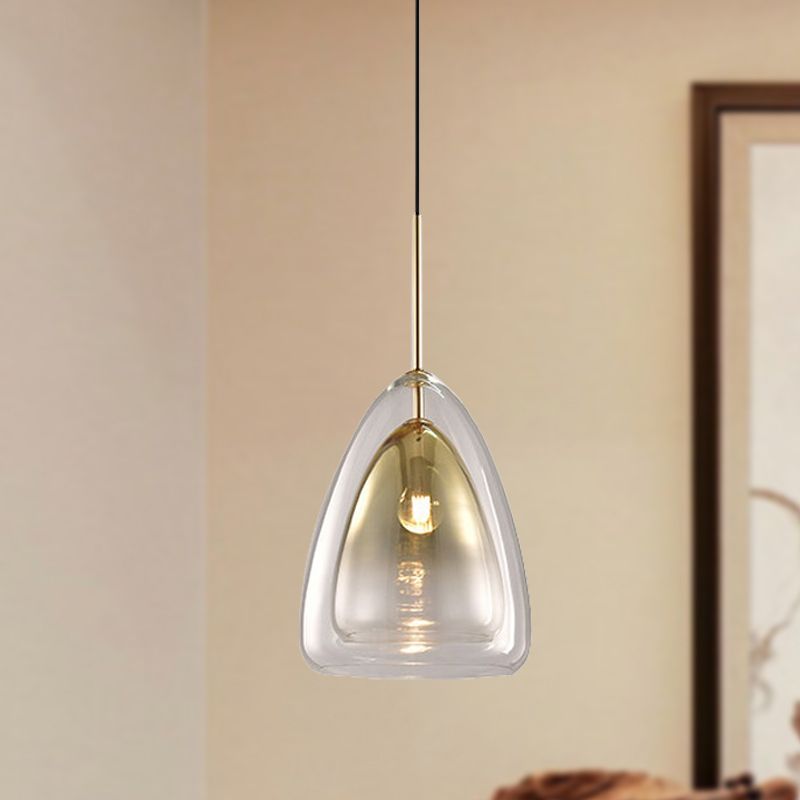 Cono Pendiente Luz de luz Nordic Double Glass Shade 1 Luz de lámpara de 12 "/14" de ancho