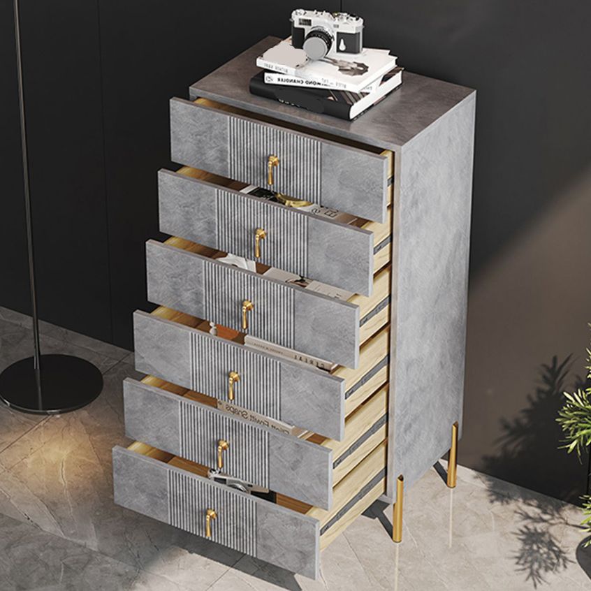 Modern Slate Storage Chest Vertical Dresser with Multi Drawers