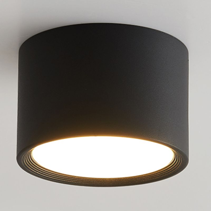 Modern Concise Corridor Flush Mount Iron Cylindrical LED Ceiling Light with Acrylic Shade