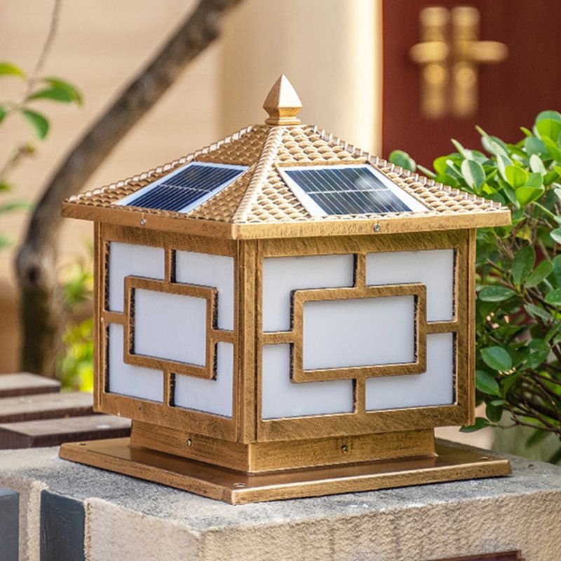 Contemporary Square Shape Pillar Light with Metal for Courtyard