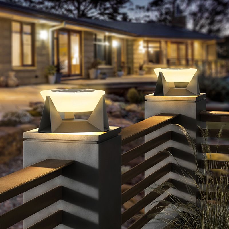 Round Contemporary Waterproof Pillar Light in Black for Courtyard