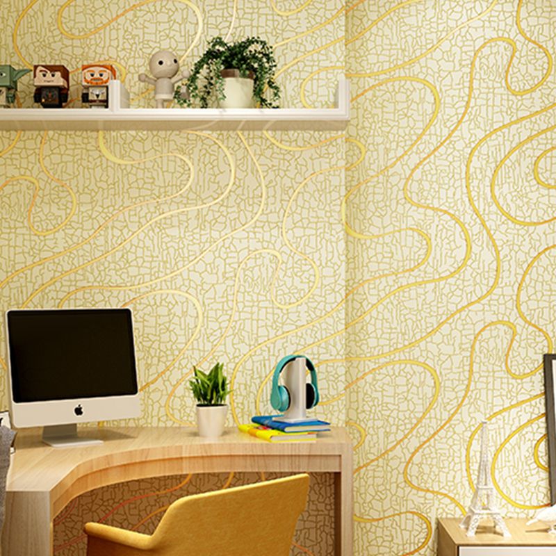 Soft Color Flock Textured Wallpaper Lava Patterned Non-Pasted Wall Art for Bedroom