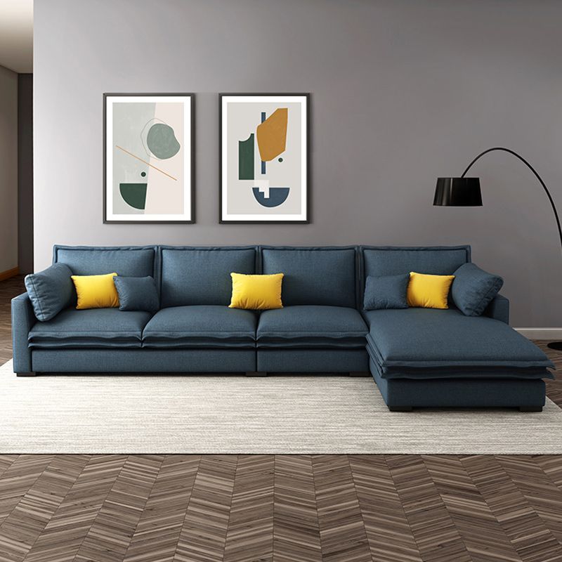 Pillowed Back Cushions Sectionals with Square Arm,127.95" L for Living Room