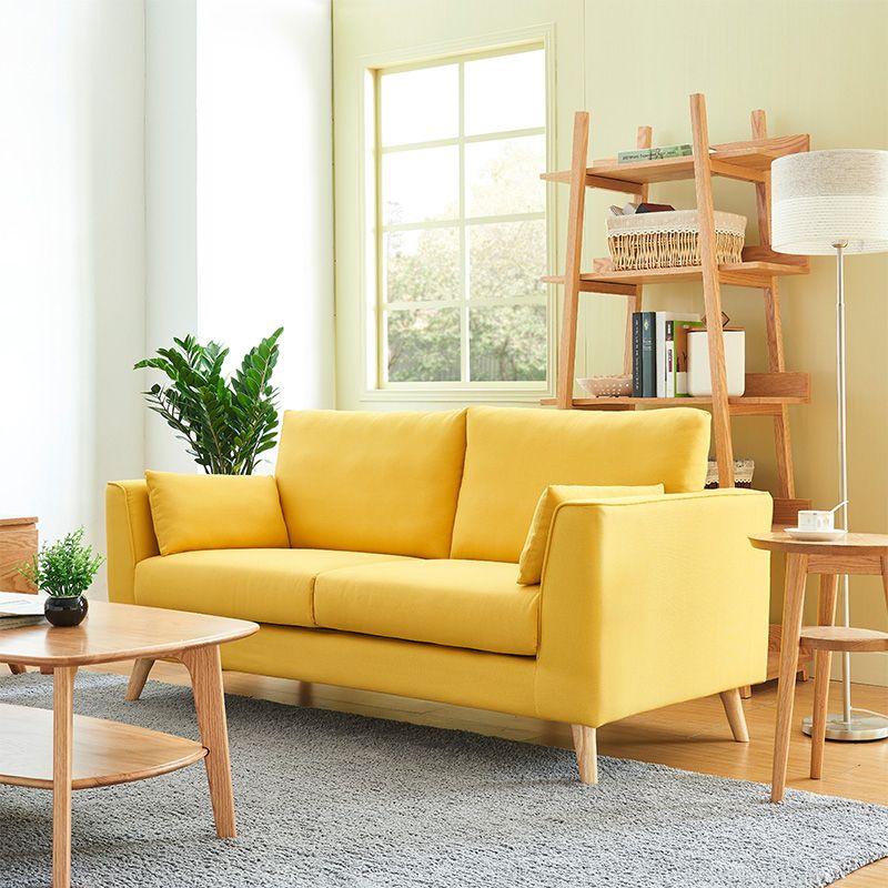 Linen Modern Standard Sofa Loose Back 33"W Square Arm Sofa Sofa