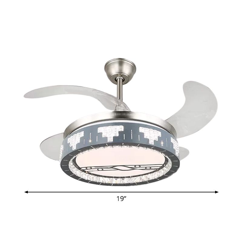 Crystal Crystal Crystal Round Pendant Light Modernity Modernity LED Silver Semi Mount Éclairage, 19 "de large