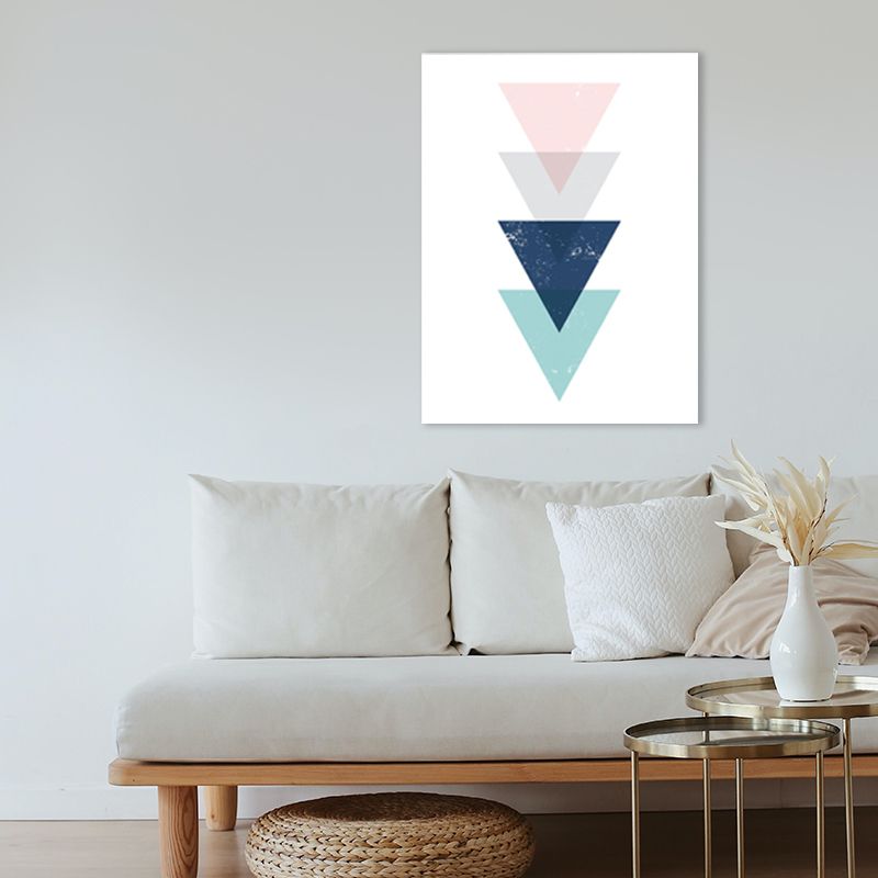 Toile graphique triangulaire scandinave, décoration murale à géométrie de couleur douce pour chambre à coucher, texturée