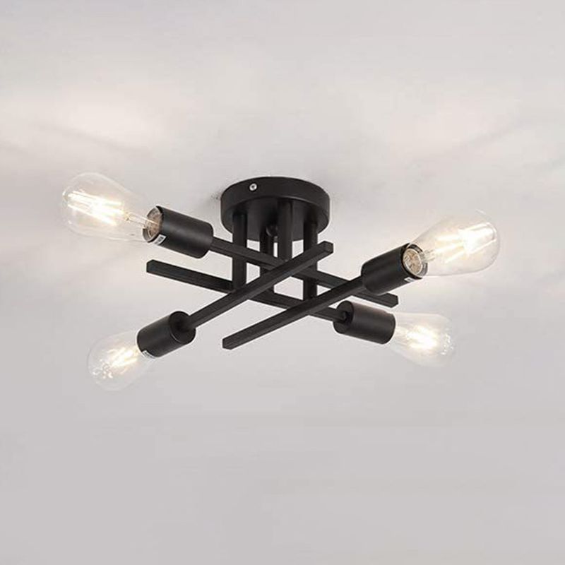 Industrial Style Iron Ceiling Light 4-Lights Stripe Shape for Bedroom